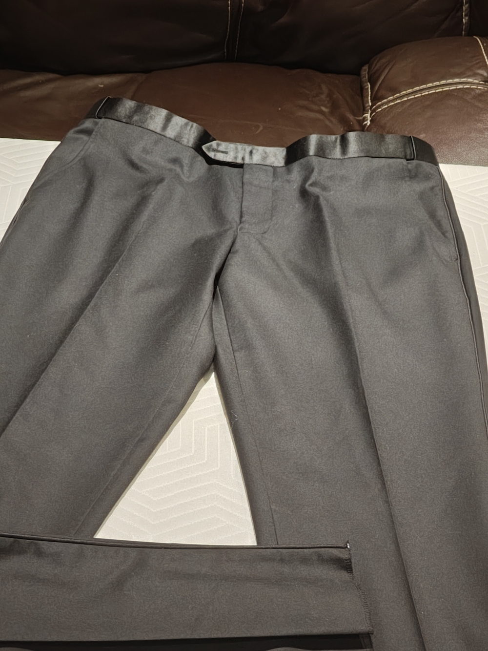Men's Black Dress Pants with Satin Waistband
